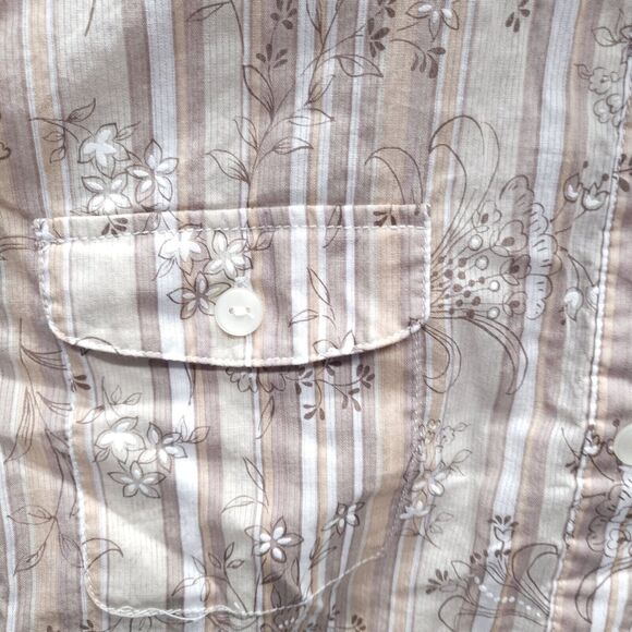 Alfred Dunner Blouse Womens 14 Button-Up Striped Floral Embroidered Western Boho - Picture 2 of 7